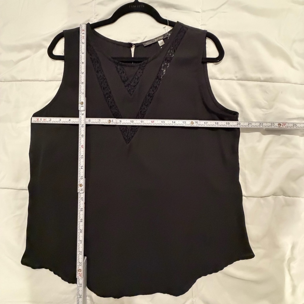 Fun2Fun Women’s Black Lace Panel Sleeveless Blouse XL‎ Elegant Crewneck Work - Picture 9 of 12